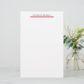 Rode Witte Professionele Eenvoudige Minimalist Briefpapier (Staand voorkant)