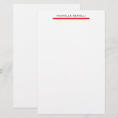 Rode Witte Professionele Eenvoudige Minimalist Briefpapier (Voorkant / Achterkant)
