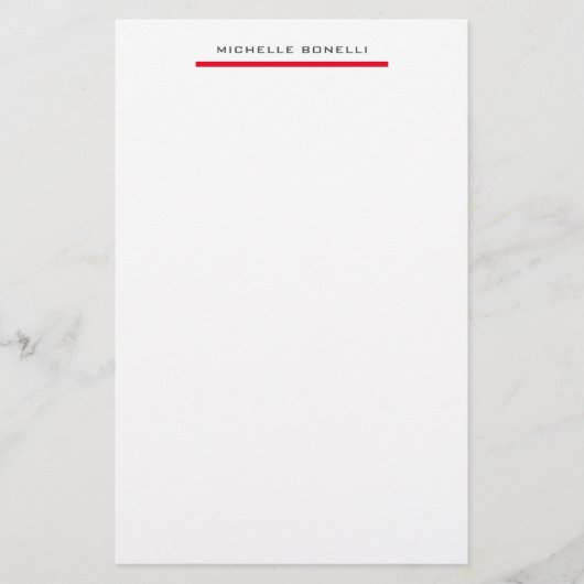 Rode Witte Professionele Eenvoudige Minimalist Briefpapier (Voorkant)