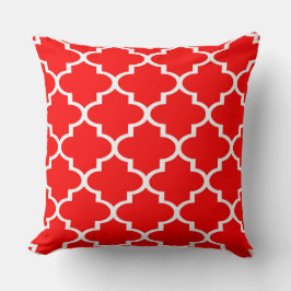 Rode Witte Quatrefoil Lattice Kussen