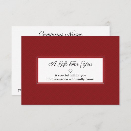 Rode witte rechthoek Lijst Gifting Kaart (Voorkant / Achterkant)