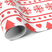 Rode Witte Rendier Kerstpatroon Cadeaupapier (Rol Hoek)