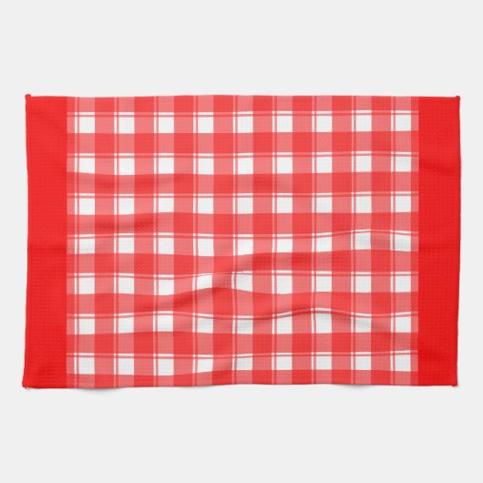 Rode witte retro geruite patten keukenhanddoek (Horizontaal)