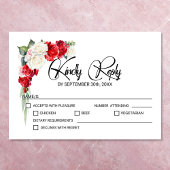Rode Witte Roos Bloemen Huwelijk RSVP Kaartje