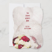 Rode witte roos boeket en jurk bruiloft kaart (Achterkant)