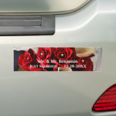 Rode Witte Rose Bloemen Trouwbloem Personaliseren Bumpersticker (Op auto)