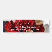 Rode Witte Rose Bloemen Trouwbloem Personaliseren Bumpersticker (Voorkant)