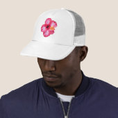rode witte roze hibiscus aloha trucker pet (In situ)