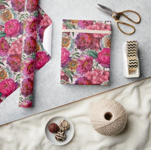 Rode witte roze pinda's en brandkranen cadeaupapier (Crafts)