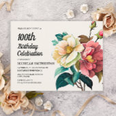 Rode witte rozen 100e verjaardag uitnodiging briefkaart