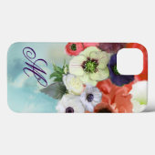 RODE WITTE ROZEN, BLAUWE ANEMONEBLOEMEN MONOGRAM Case-Mate iPhone CASE (Achterkant (horizontaal))