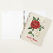 Rode & Witte Rozen Bloemen Jouw naam Dagelijks Planner (Display)
