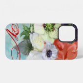 RODE WITTE ROZEN EN ANEMONE BLOEMEN MONOGRAM iPhone HOESJE (Achterkant horizontaal)