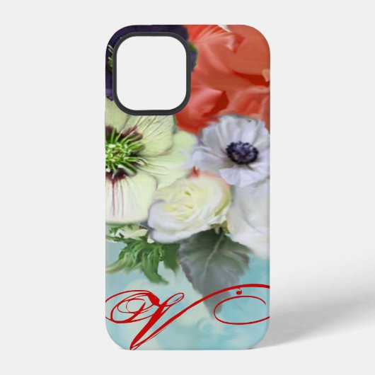 RODE WITTE ROZEN EN ANEMONE BLOEMEN MONOGRAM iPhone HOESJE (Achterkant)