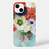 RODE WITTE ROZEN EN ANEMONEBLOEMEN MONOGRAM Case-Mate iPhone CASE (Achterkant)