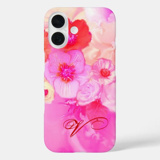 RODE WITTE ROZEN EN ROZE ANEMONE BLOEMEN MONOGRAM Case-Mate iPhone CASE (Achterkant)