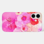 RODE WITTE ROZEN EN ROZE ANEMONE BLOEMEN MONOGRAM Case-Mate iPhone CASE (Achterkant (horizontaal))