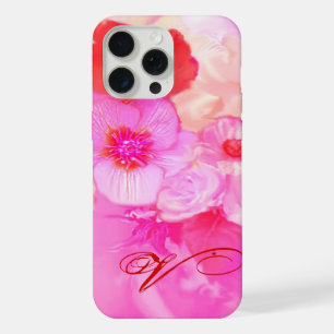 RODE WITTE ROZEN EN ROZE ANEMONE BLOEMEN MONOGRAM iPhone 15 PRO MAX HOESJE