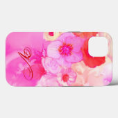 RODE WITTE ROZEN EN ROZE ANEMONEBLOEMEN MONOGRAM Case-Mate iPhone CASE (Achterkant (horizontaal))