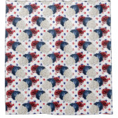 RODE WITTE ROZEN EN STARS DOUCHEGORDIJN (Voorkant)