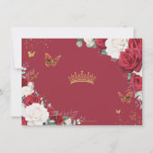Rode Witte Rozen Floral Goud Quinceañera Sweet 16 Save The Date (Achterkant)
