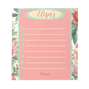 Rode & Witte Rozen Lente Bloemen Vintage Notitiebl Notitieblok