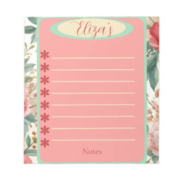 Rode & Witte Rozen Lente Bloemen Vintage Notitiebl Notitieblok