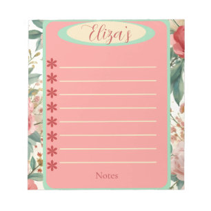 Rode & Witte Rozen Lente Bloemen Vintage Notitiebl Notitieblok