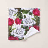 Rode & Witte Rozen Shabby Chic Landelijk Moderne G Bad Handdoek (Wasdoekje)