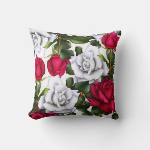 Rode & Witte Rozen Shabby Chic Landelijk Moderne G Kussen