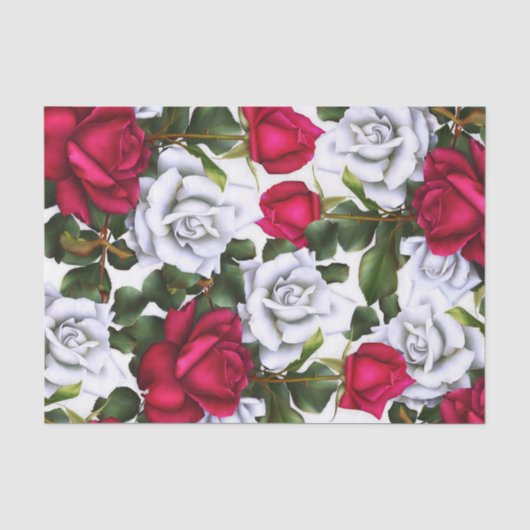 Rode & Witte Rozen Shabby Chic Landelijk Moderne G Tissuepapier (Voorkant)