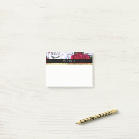 Rode & Witte Rozen Shabby Chic Moderne Persoonlijk Post-it® Notes (Op bureau)