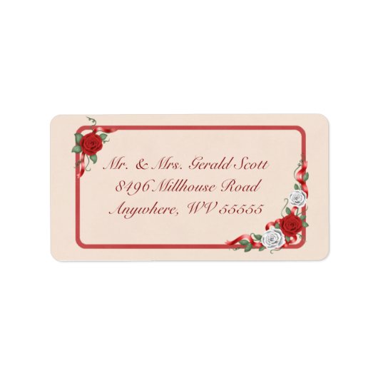 Rode & Witte Rozen Verzendlabels Etiket (Voorkant)