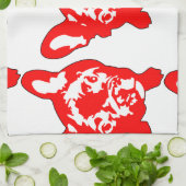 Rode Witte schattige Franse Bulldog Theedoek (Gevouwen)
