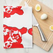Rode Witte schattige Franse Bulldog Theedoek (Quarter Fold)