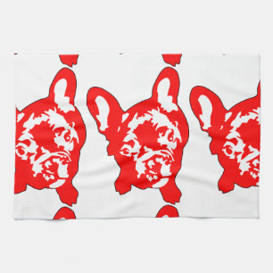 Rode Witte schattige Franse Bulldog Theedoek