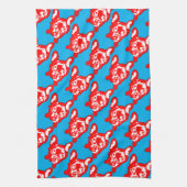 Rode Witte schattige Franse Bulldog Theedoek (Verticaal)