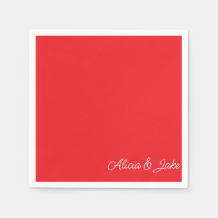 Rode witte scriptnamen gepersonaliseerde bruiloft servet