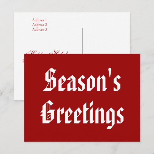 Rode Witte Seizoenen Groeten Vakantie Briefkaart (Voorkant / Achterkant)
