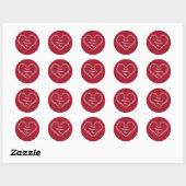 Rode & Witte Sierhart Valentijnstickers Ronde Sticker (Vel)