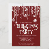 Rode Witte Slingerlichtjes Kerstvakantie Feest  Kaart (Voorkant)