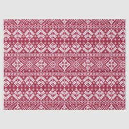 Rode & Witte Sneeuwvlok & Bloemige Fair Isle Kerst Tissuepapier