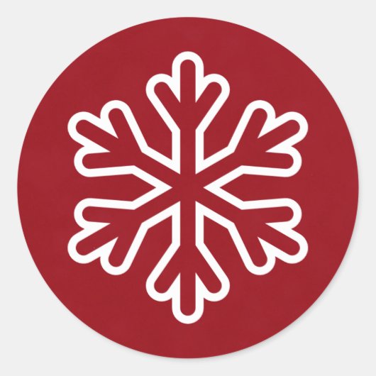 Rode & Witte Sneeuwvlok - Cirkelsticker Ronde Sticker (Voorkant)