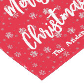 Rode Witte Sneeuwvlok Feestelijke Moderne Vrolijke Lange Tafelloper (Hoek)