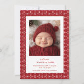 Rode Witte Sneeuwvlok Kerst Baby Aankondiging (Voorkant)