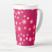 Rode Witte Sneeuwvlok Kerst Patroon Latte Mok (Rechterhoek)