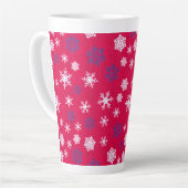 Rode Witte Sneeuwvlok Kerst Patroon Latte Mok (Linkerhoek)