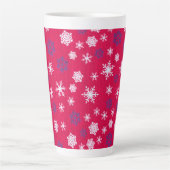 Rode Witte Sneeuwvlok Kerst Patroon Latte Mok (Voorkant)