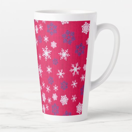 Rode Witte Sneeuwvlok Kerst Patroon Latte Mok (Rechts)