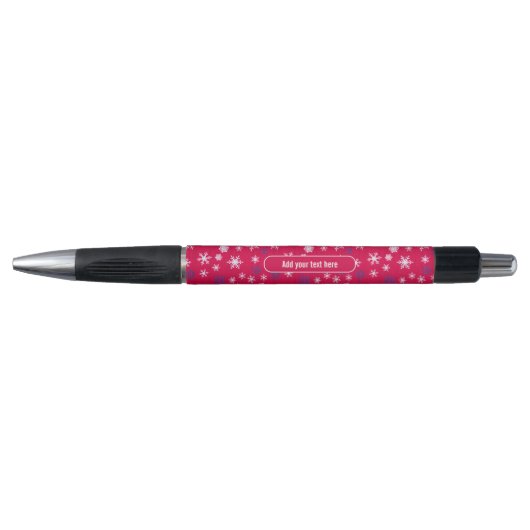 Rode Witte Sneeuwvlok Kerst Patroon Pen (Voorkant)